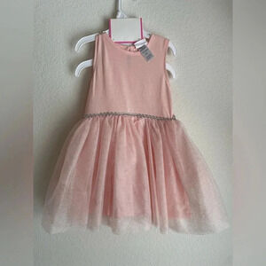 Little Lass toddler girls pink sparkly tulle dress with hair ties size 4T